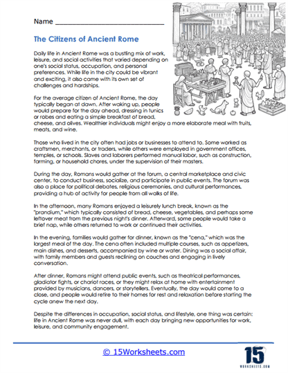 Sixth grade students comparing social classes in ancient Rome with a worksheet activity