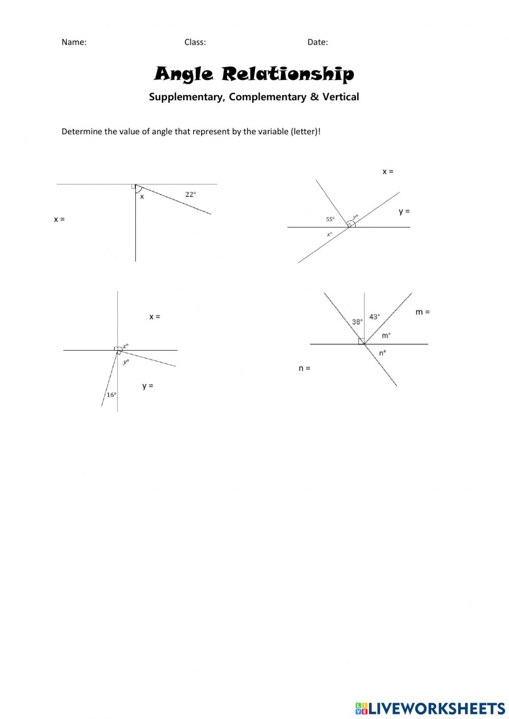 Seventh grade student using an Angle Relationships Guided Notes worksheet to practice geometry concepts