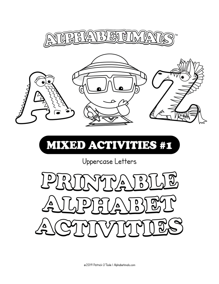 Animal Alphabet Placemat worksheet for Pre-K students featuring letters and corresponding animals
