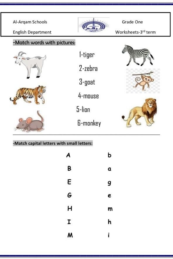 Animal Alphabet Placemat worksheet featuring various animals for each letter of the alphabet