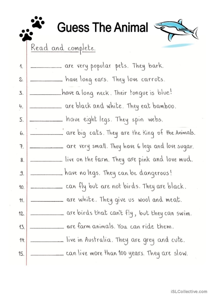 Pre-K animal guess worksheet featuring place value practice and sight word am exercises