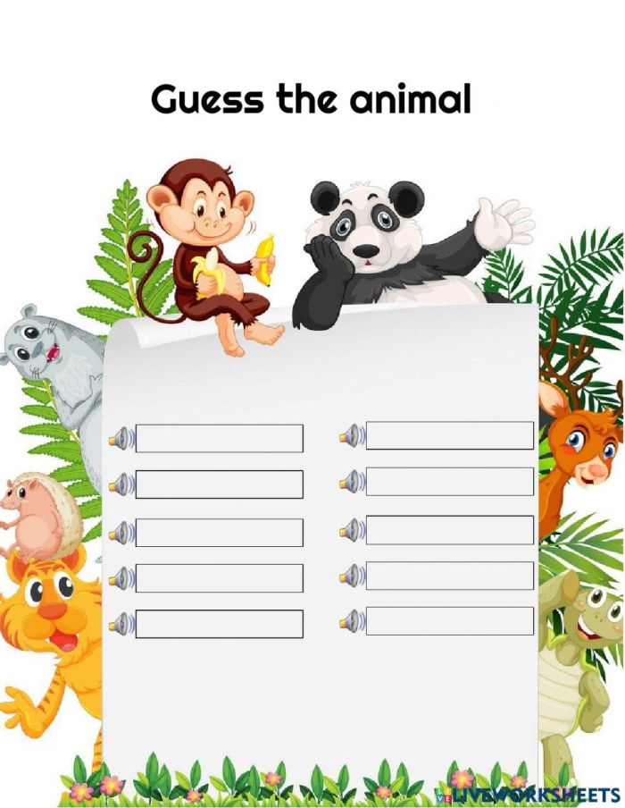 Colorful Animal Guess worksheet designed for Pre-K students to enhance their sight word skills. Engaging activity for practicing the word "am" while guessing animals.