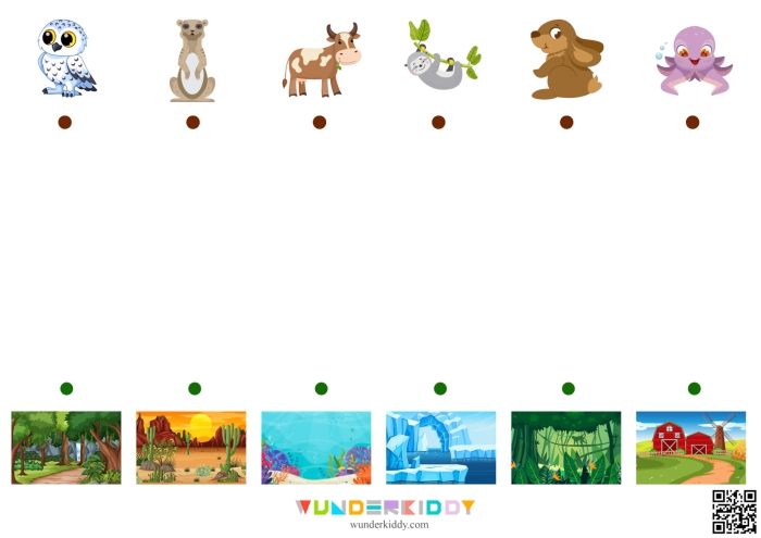 Animal Habitats for Kids Worksheet Kindergarten Algebra Lesson 3 Kindergarten worksheet featuring a matching activity for different animal habitats