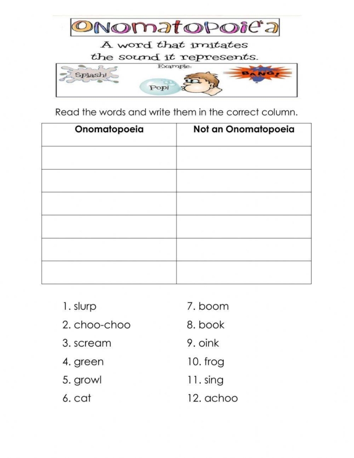 Fun and educational animal sounds puzzle worksheet for kids in third grade. Search for onomatopoeic words that mimic animal noises! Worksheet featuring animal onomatopoeias for third-grade students to explore. Discover sounds made by animals through this engaging puzzle.