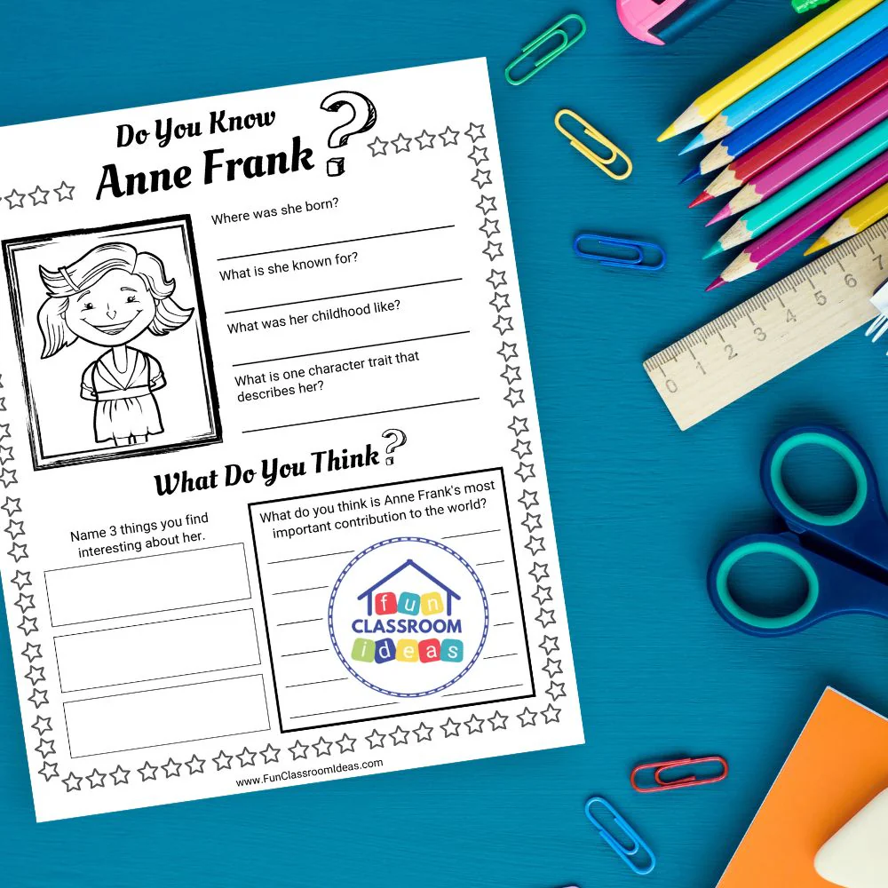 Fifth grade phonics worksheet about the biography and life story of Anne Frank 18