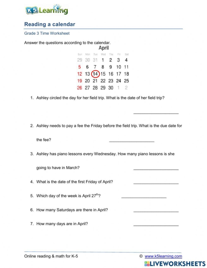 April Calendar Printable for Second Grade Reading and Spring Learning Activity 23 Second grade students counting spring days on a colorful April calendar worksheet for reading practice