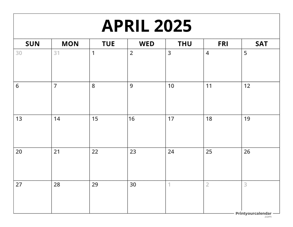 April calendar worksheet for Pre-K kids to fill in dates and color pictures