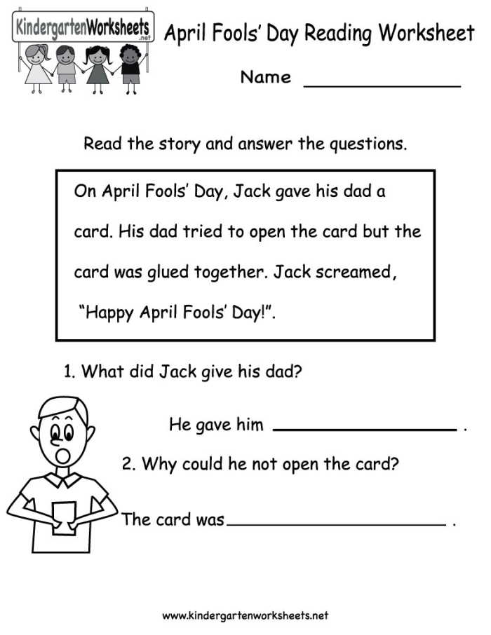 Third grade students learning about April Fools' Day history through a geometry worksheet with reading comprehension activities