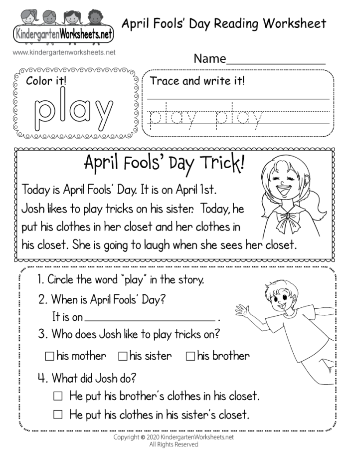 Third grade students reading about April Fools' Day history with geometry worksheet activities