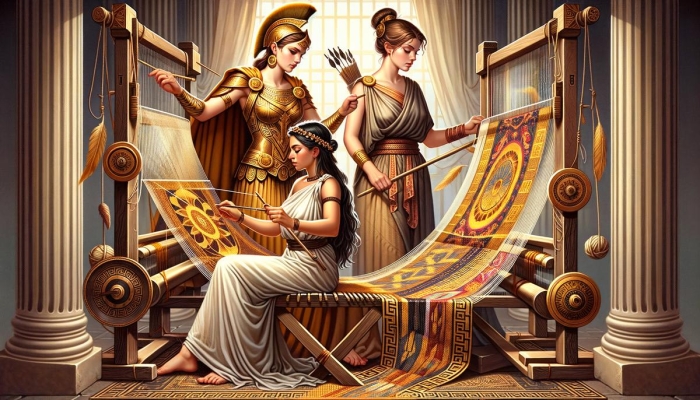 Reading Comprehension worksheet featuring Arachne and the Weaving Contest for seventh graders