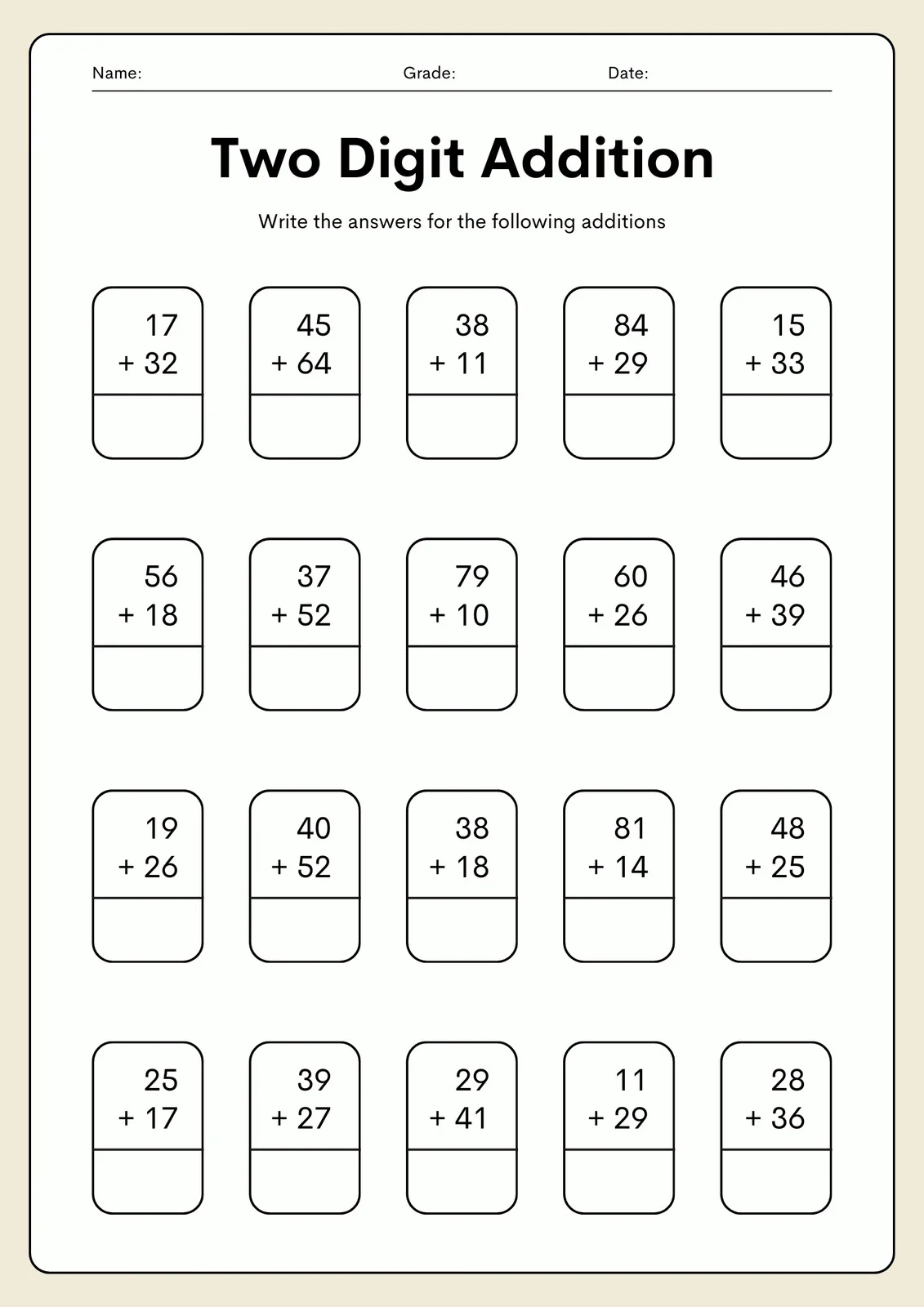 Image of a second grade math worksheet with ice chunk themed addition activities Arctic Math worksheet featuring two-digit addition problems for second graders to help Polly reach her cub