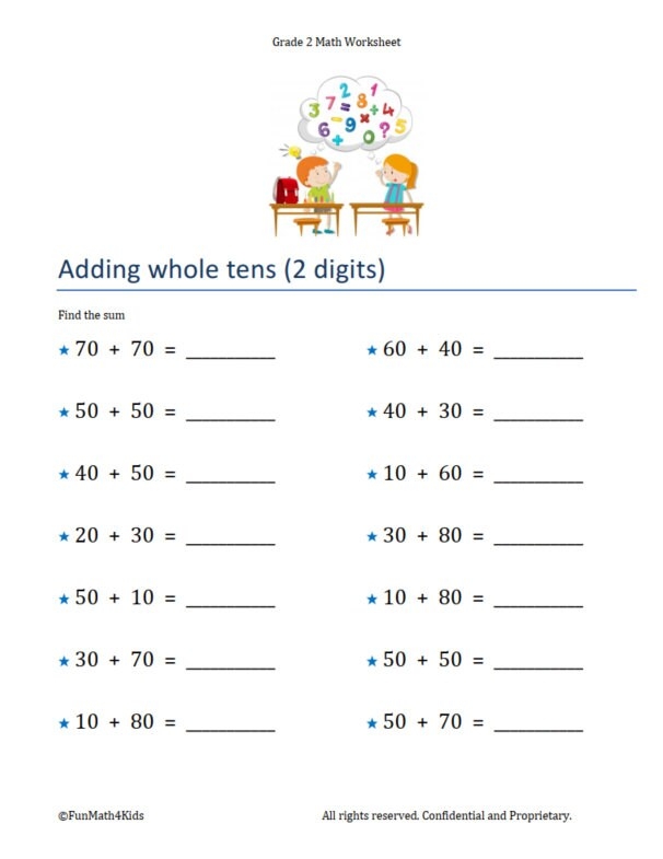 Grammar and Mechanics worksheet for Second Grade Kids engaging with the Arctic Math worksheet, solving two-digit addition problems to help Polly. Second grade math activity featuring addition challenges with icy visuals.