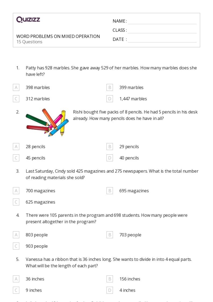 Arctic Themed Multi-Step Mixed Operations Math Worksheet for Grade 3 Image 22 Third grade students practicing multi-step math word problems featuring Arctic animals and icy landscapes