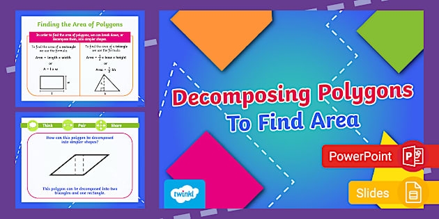 Sixth grade math worksheet for decomposing complex polygons into simple shapes for area calculation
