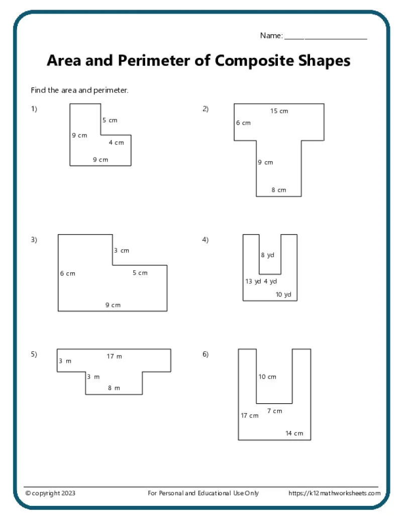 Worksheet for fourth graders on calculating the area and perimeter of rectangles