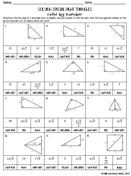Right Triangles Practice Finding Area Worksheet 4 Sixth grade math worksheet for calculating the area of right triangles