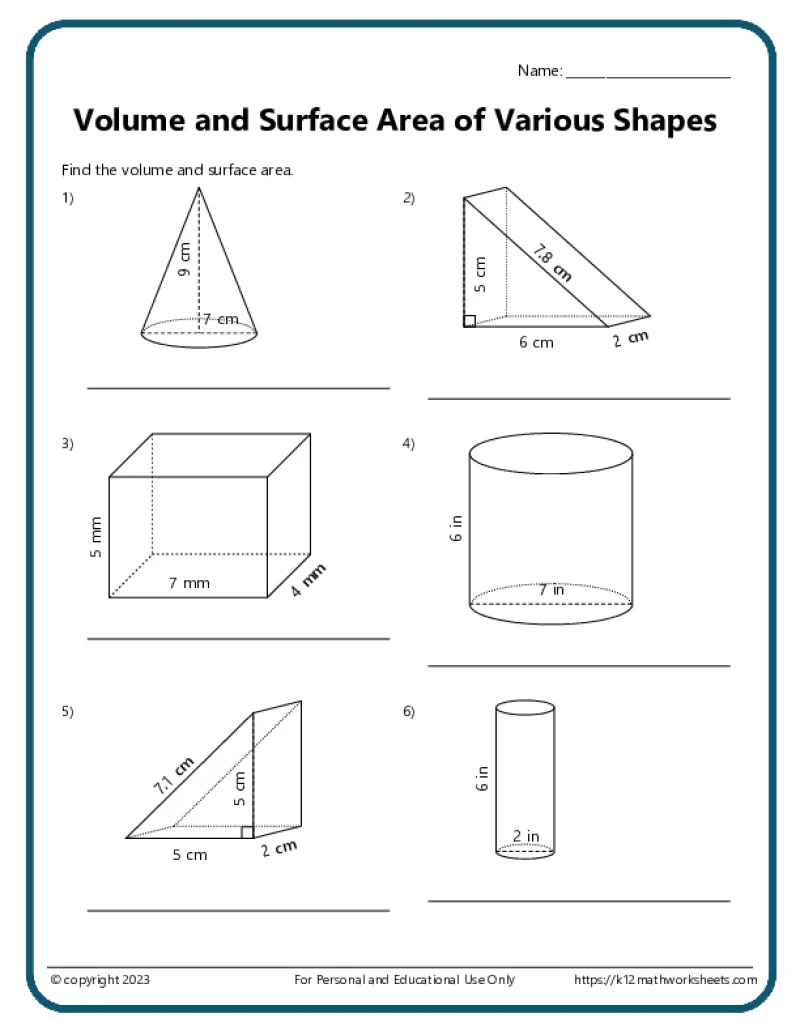Worksheet for calculating the area of a triangle for sixth-grade students