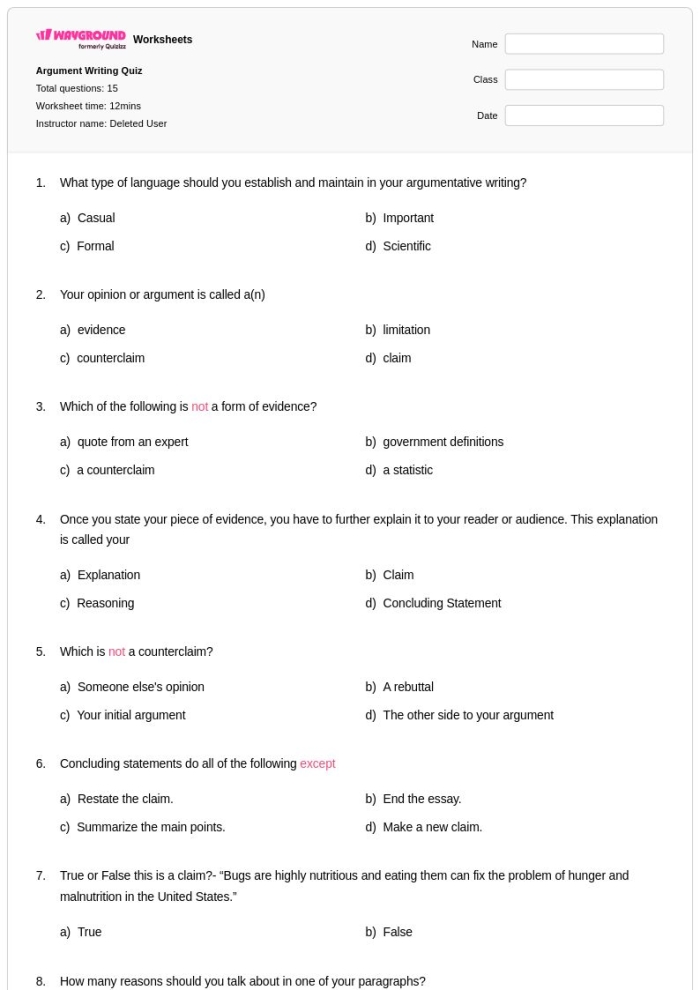 Argument writing rubric for 6th-grade students outlining key Common Core standards. Comprehensive guide for assessing argument writing skills in sixth grade.