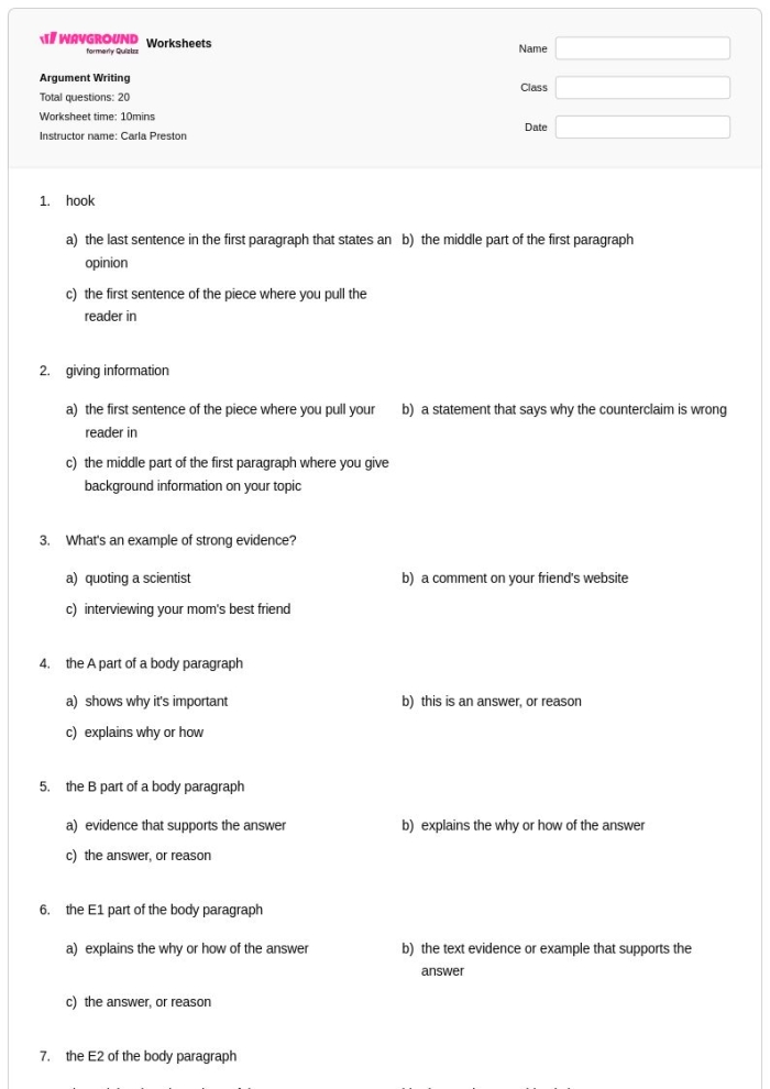 Engaging memory game to help students identify supporting evidence for claims Worksheet for Argument Writing: Match the Evidence game for fourth graders