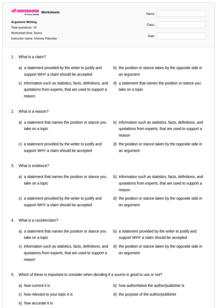 Match the Evidence worksheet for engaging reading activities Interactive worksheet for fourth graders practicing argument writing with evidence matching game