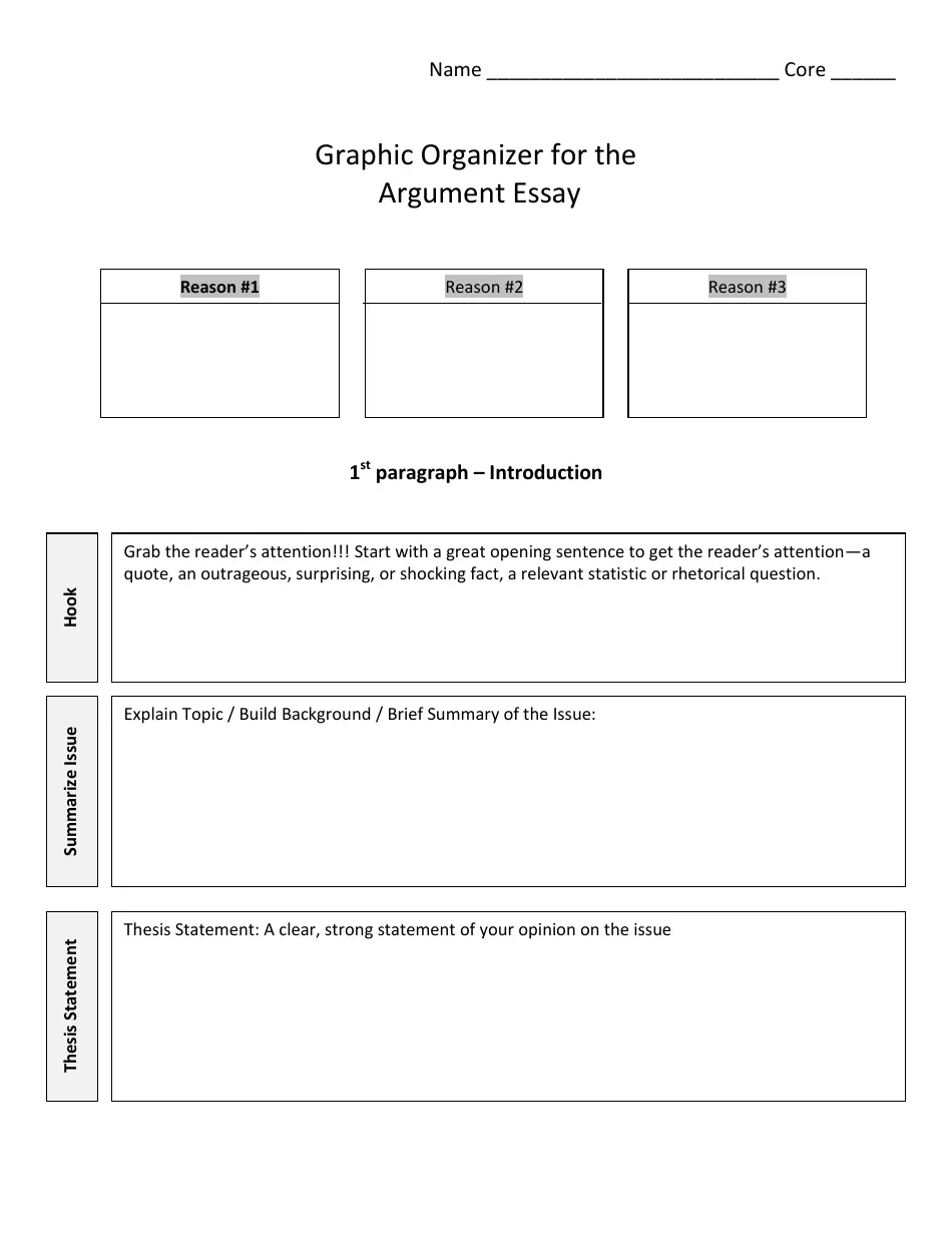 Argument Writing Graphic Organizer worksheet for sixth graders focusing on persuasive skills