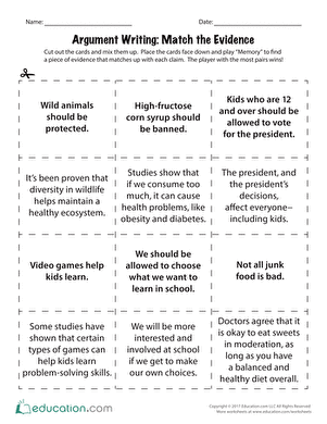 Argument Writing Pre-Writing Organizer worksheet showcasing five essential components of a strong argument for fourth graders. Visual guide to help students understand argument structure, including counter-arguments.