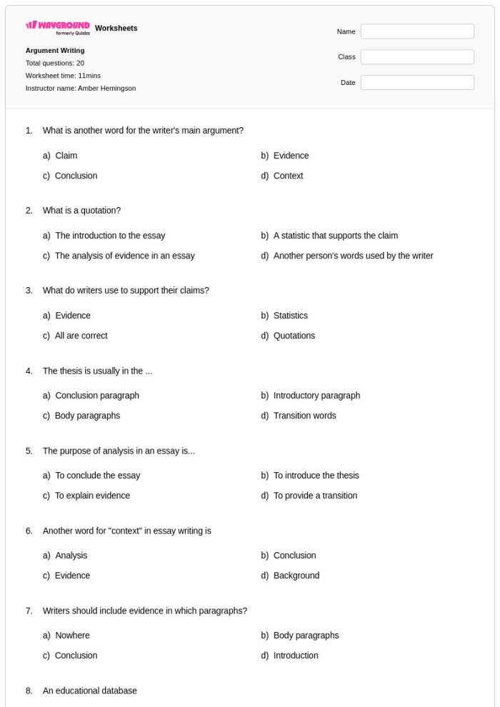 Argument writing rubric for sixth-grade students outlining key Common Core standards. Detailed assessment criteria for introduction, support, transitions, style, and conclusion in argument writing.