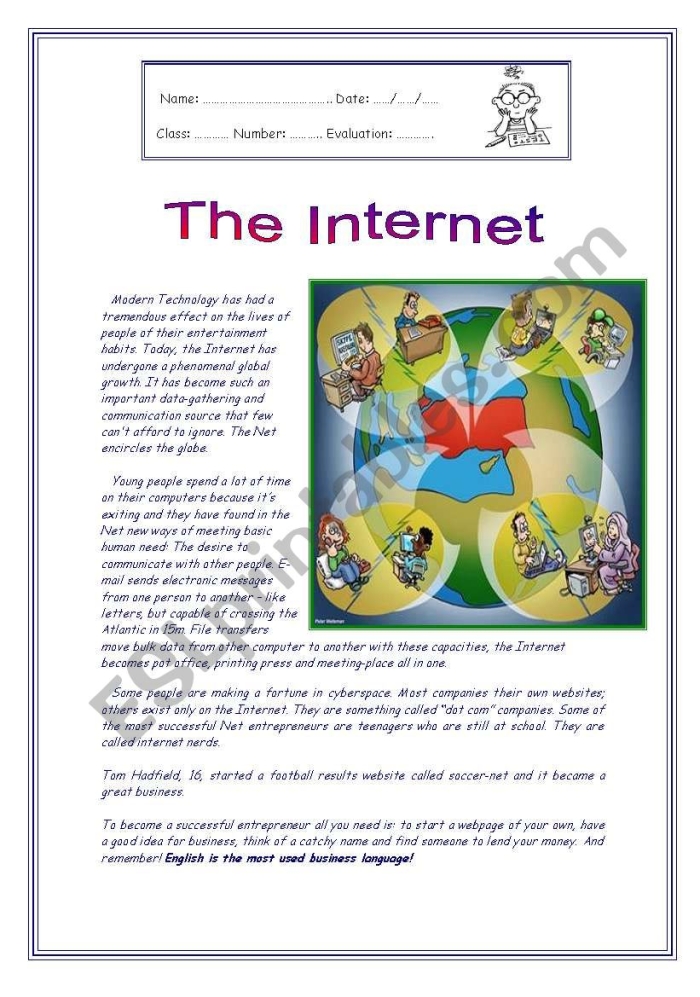 What's Your Argument Internet Access Writing Prompt for Middle School Sixth grade student writing an argumentative essay about internet access rights on a worksheet
