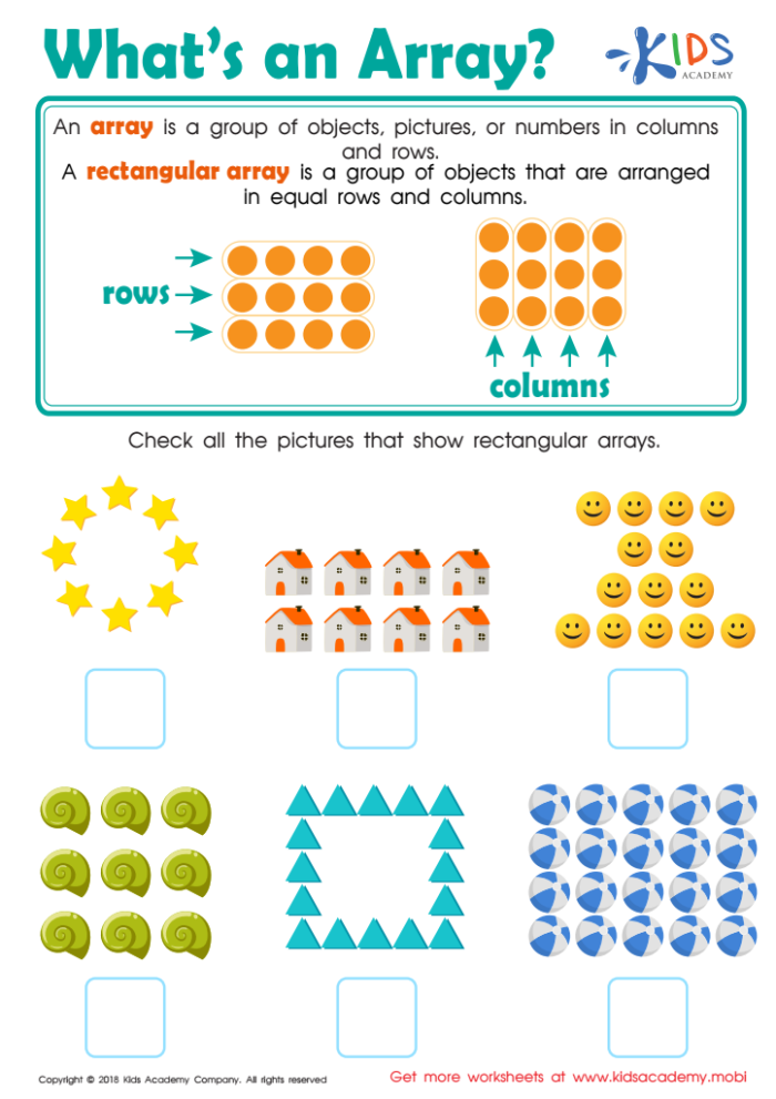 Array Practice Worksheet 13: Describing Arrays and Writing Repeated Addition Equations Second grade students practicing array multiplication with repeated addition number sentences and word problems on worksheet 13