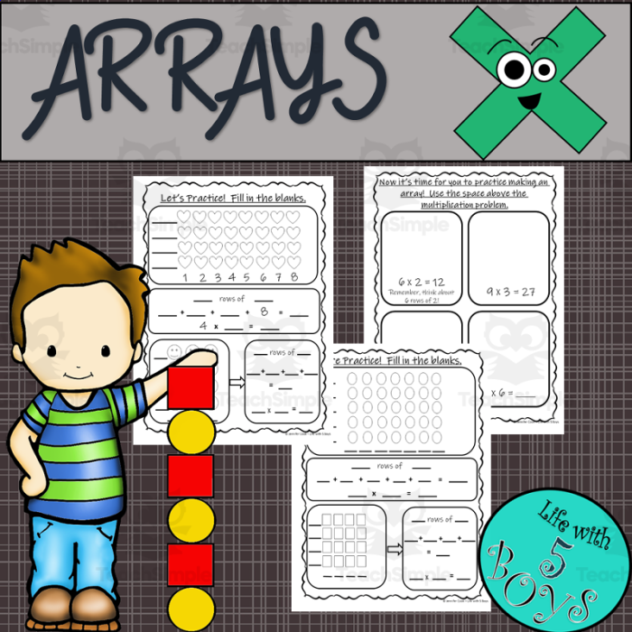 Multiplication Array Practice Worksheet for 2nd Grade Math Lesson 7 Second grade student using an array practice worksheet to solve repeated addition problems
