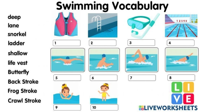 Reading comprehension worksheet featuring artistic swimming for seventh graders