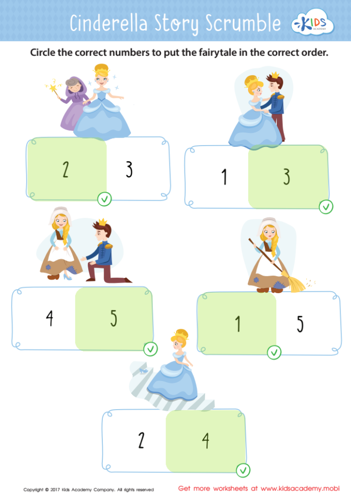 Sixth grade student reading the Ashputtel fairy tale worksheet for reading comprehension practice