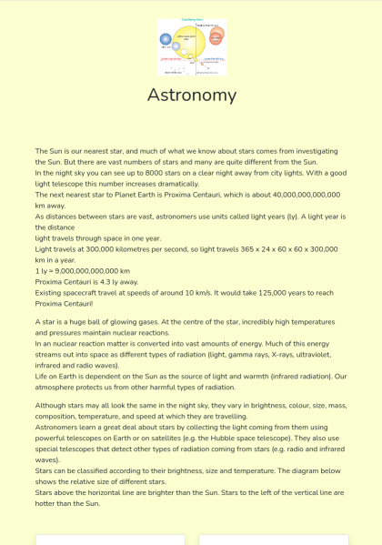 Fourth grade worksheet featuring brief biographies of five famous astronomers for science students