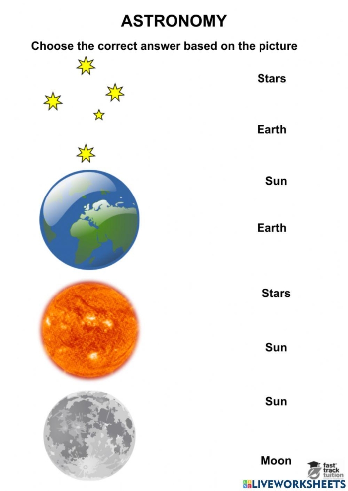 Illustration of a worksheet featuring five famous astronomers tailored for fourth graders