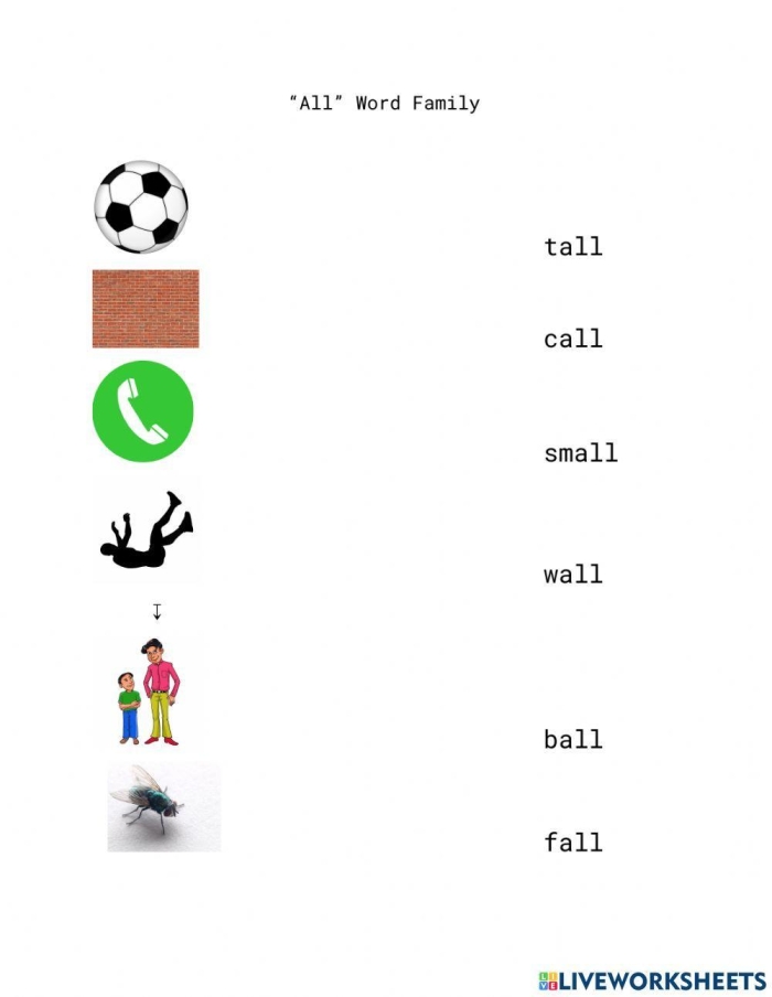 Colorful worksheet featuring the My -at and -ay word families for kindergarten students. Engaging cut-and-paste activity to enhance spelling and reading skills.