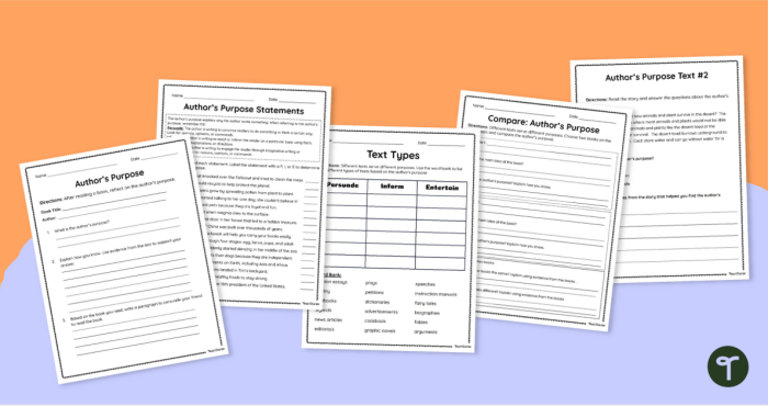Sight Words worksheet for Third Grade Students engaging with the Author’s Purpose Sort worksheet, categorizing sentences based on their intent. Worksheet titled "Author’s Purpose Sort: It’s as Easy as Pie!" for third graders focusing on sight words.