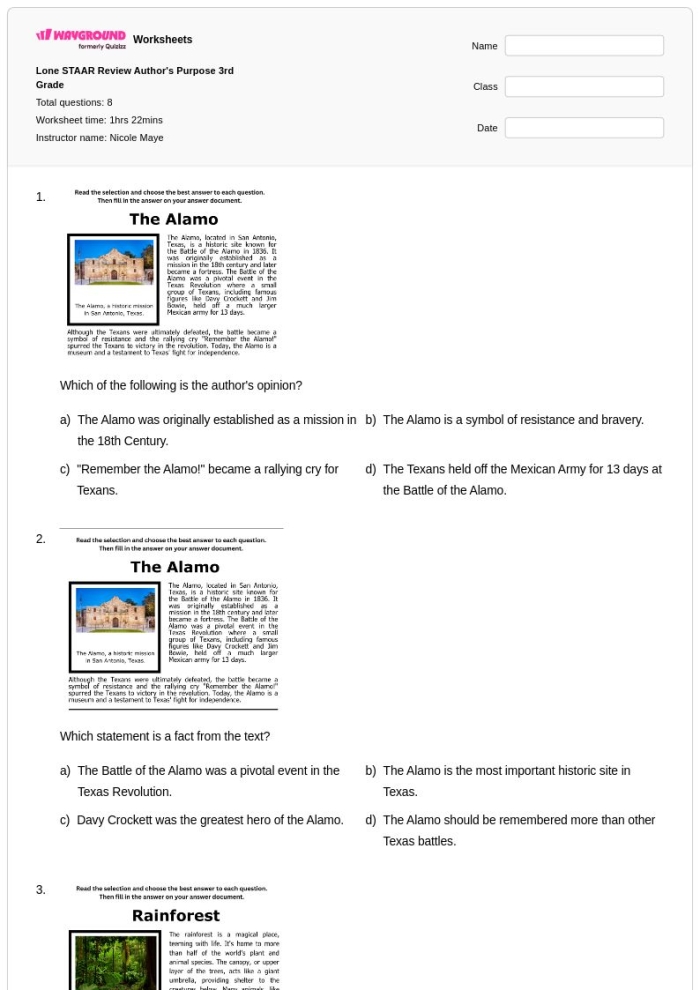 Engaging worksheet to help students understand and categorize the author's purpose in writing Author's Purpose Sort worksheet for third graders featuring a pie chart and sorting activity