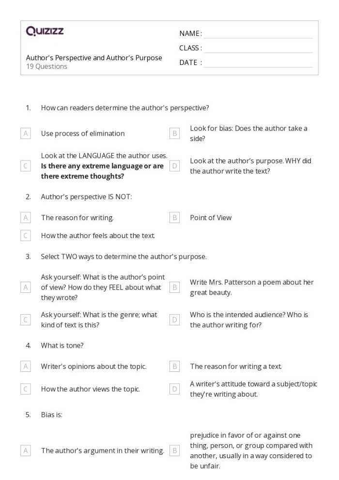 Worksheet featuring the classic fable "The Ant and the Grasshopper" for understanding author’s purpose