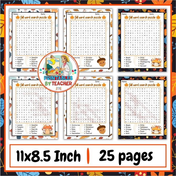 Autumn Word Problems Worksheet 15 for Elementary Math Practice Fourth grade students solving autumn-themed math word problems involving addition, subtraction, multiplication and division operations