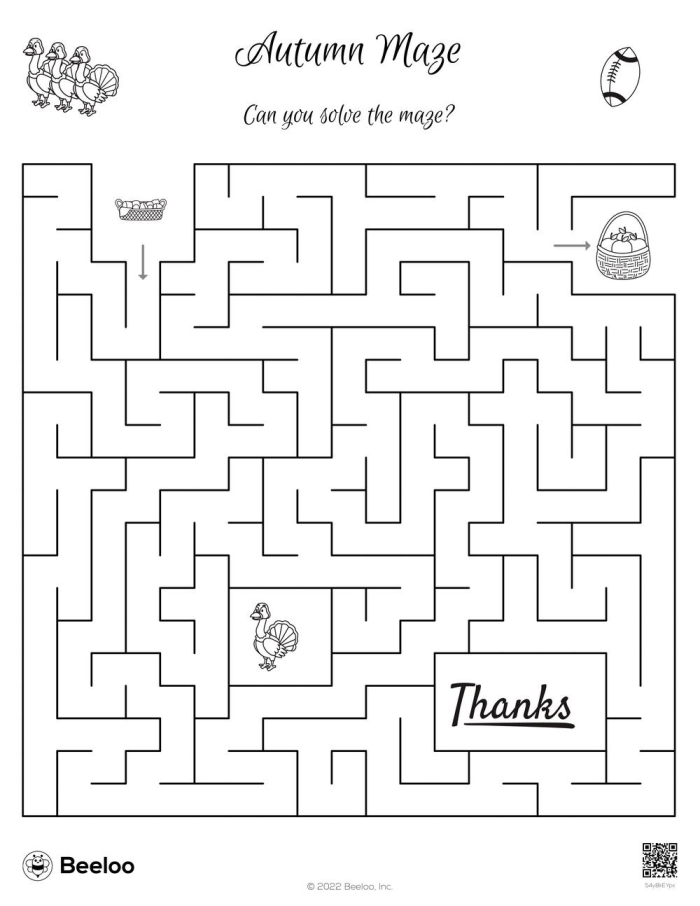 Handwriting worksheet for First Grade Autumn Maze worksheet for First Grade