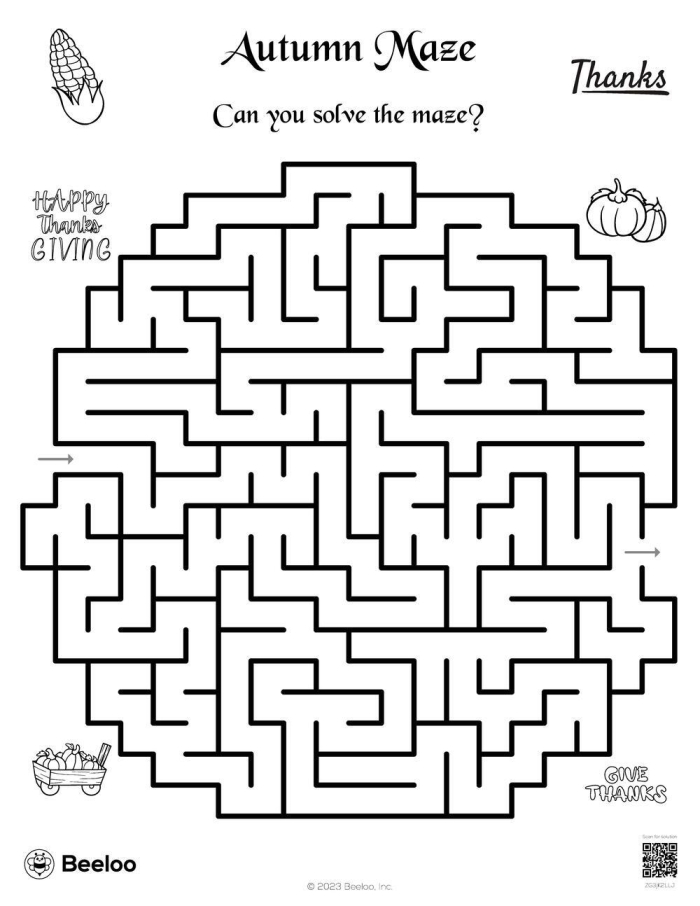 Fall Maze Activity 22: Trace the Path Through Autumn Leaves First grade student tracing autumn maze path from start to finish for handwriting practice