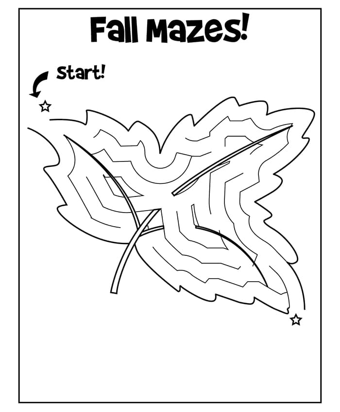 Autumn Maze Handwriting Worksheet Number 6 First grade student tracing a path through an autumn themed maze for handwriting practice