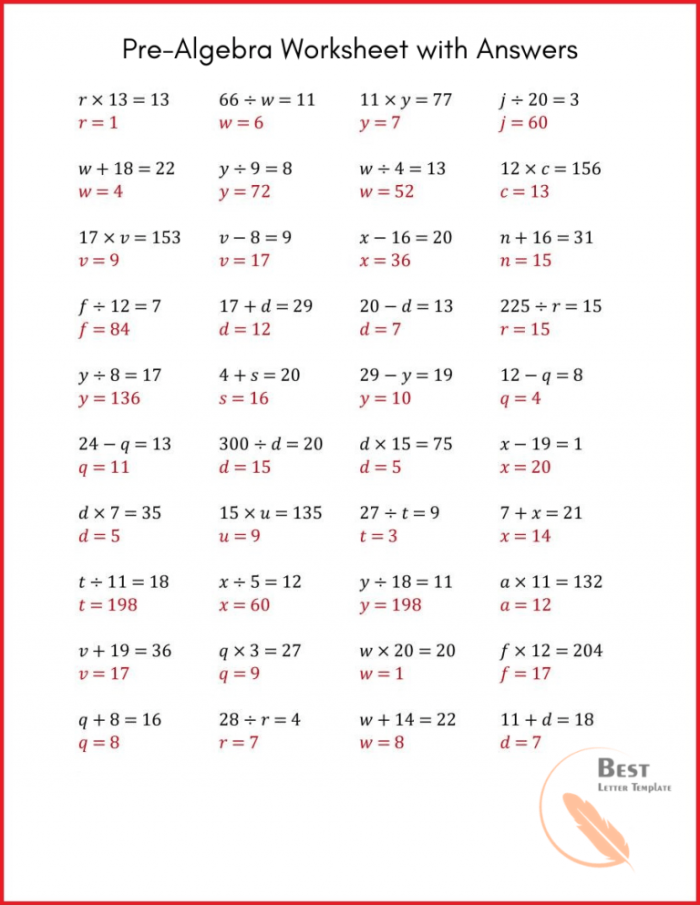 Pre-Algebra Equations Worksheet with Pumpkins and Fall Leaves Colorful autumn-themed worksheet featuring pre-algebra equations for fifth graders