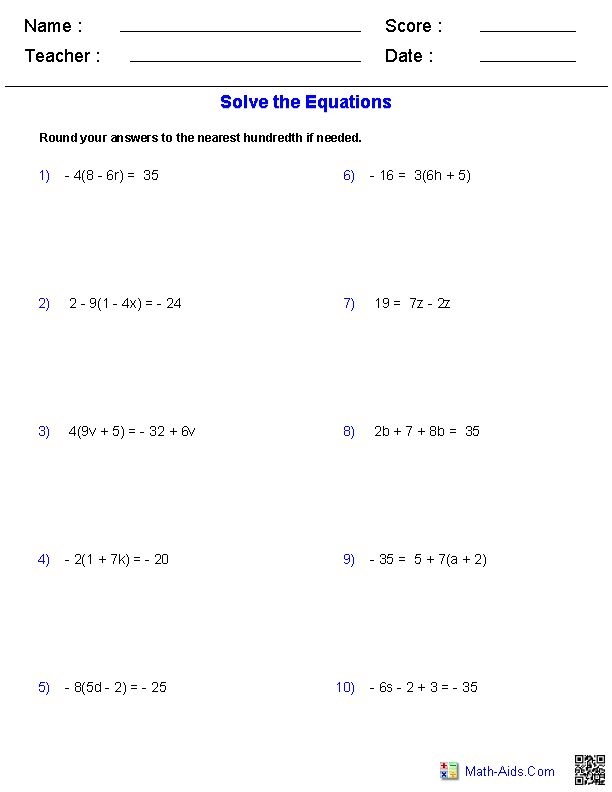 Fall themed pre-algebra equations worksheet for fifth grade mixed operations practice Fifth grade math worksheet featuring autumn leaves and pumpkins for practicing pre-algebra mixed operations
