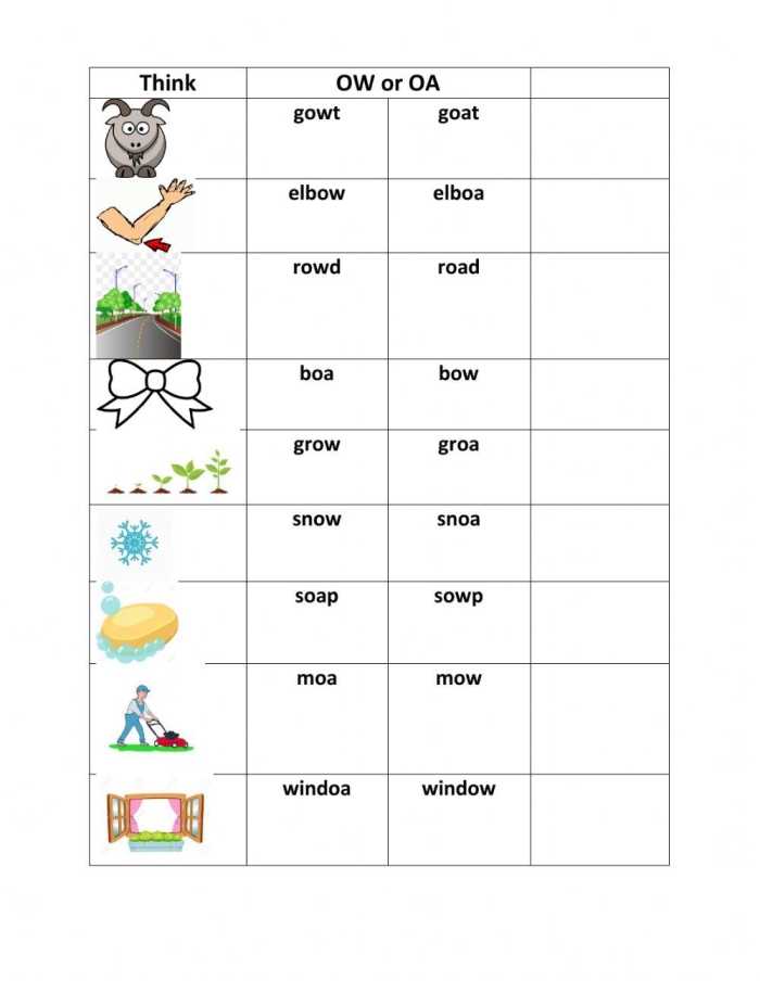 Aw and Ow Sound Check-in Phonics Worksheet Second Grade Second grade student completing an aw/ow vowel team phonics assessment worksheet