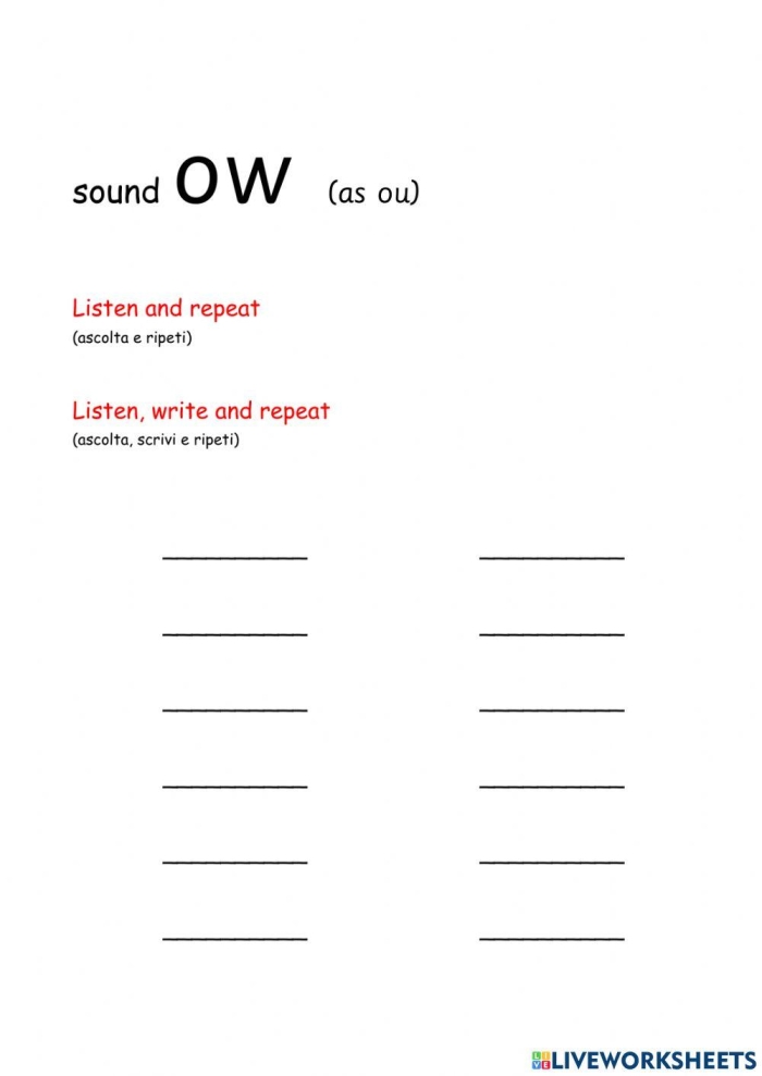 Aw Ow Sound Check-in Assessment Exercise for Young Learners Second grade phonics worksheet for assessing aw and ow vowel sound recognition and spelling patterns