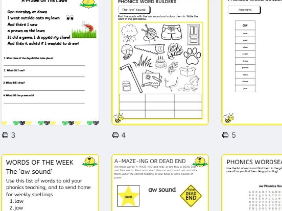 Aw and Ow Sound Check-in Worksheet for Second Grade Phonics Assessment 15 Second grade phonics worksheet focusing on distinguishing between aw and ow vowel team spellings