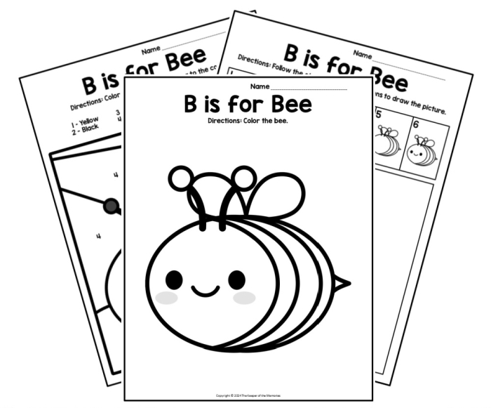 Preschooler practicing letter B sounds with a fun coloring activity worksheet