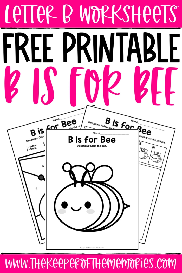B Is For worksheet featuring letter B sounds for Pre-K subtraction practice