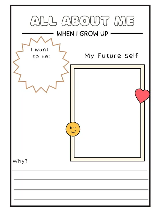 Worksheet image for the "Send a Letter to Your Future Self" writing activity Back-to-school writing prompt worksheet for fifth graders to send a letter to their future selves